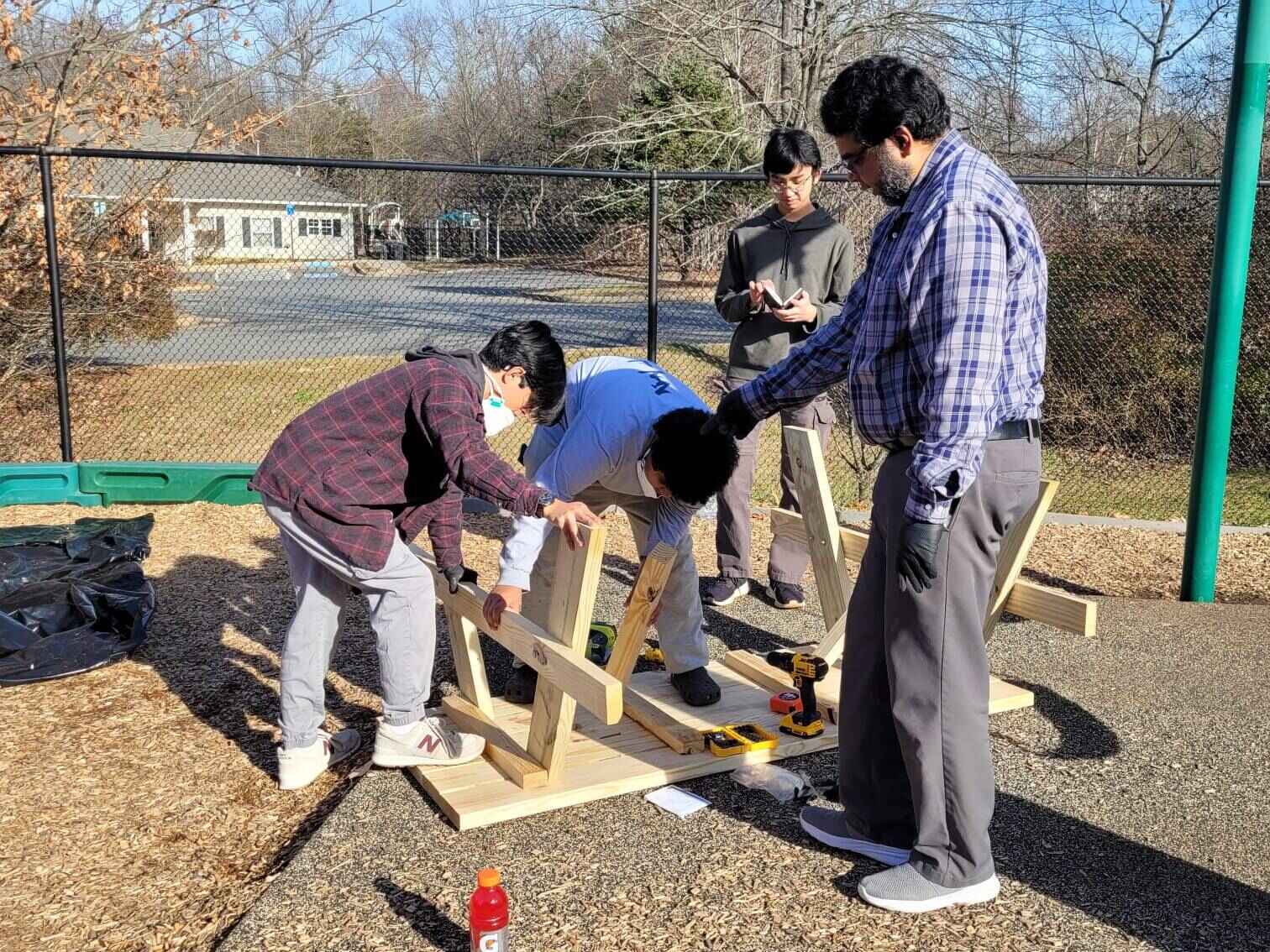 Zaid supervising the attatchment of the legs